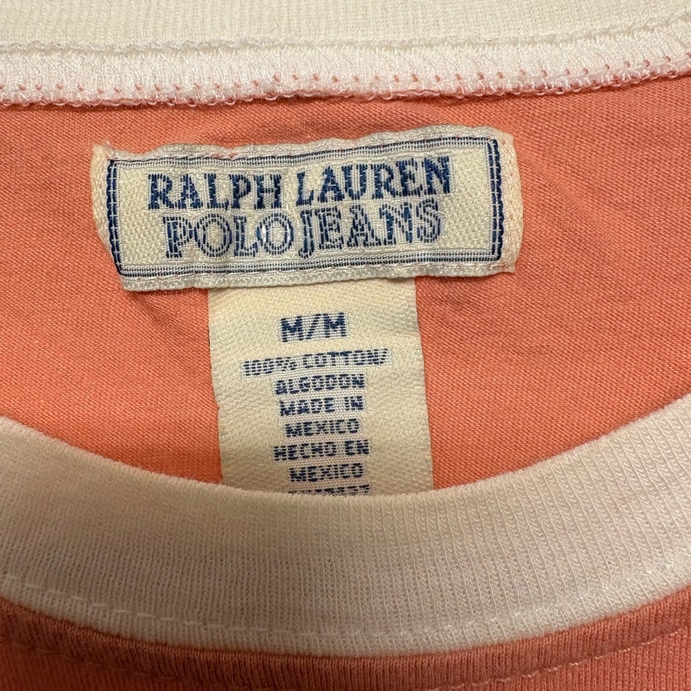 Polo Ralph Lauren women's pink cotton graphic t-shirt with a white ringer collar - Picture 5 of 7